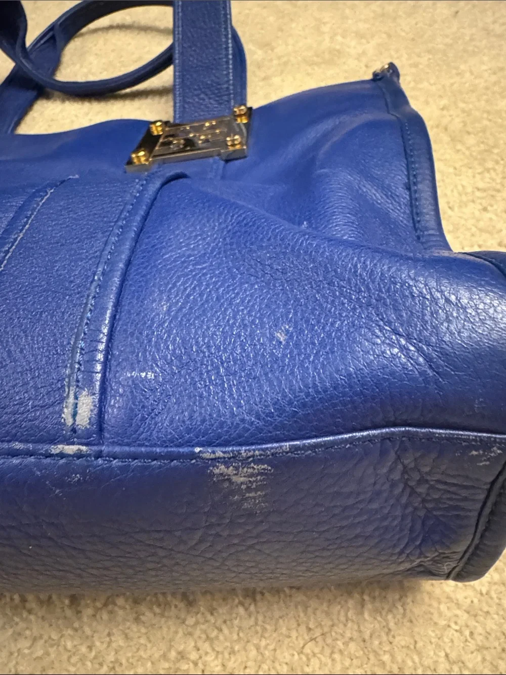 Tory Burch (2013) Royal Blue Leather Tote with Gold Hardware